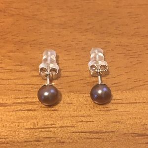 Purple Faux Pearl Stud Earrings